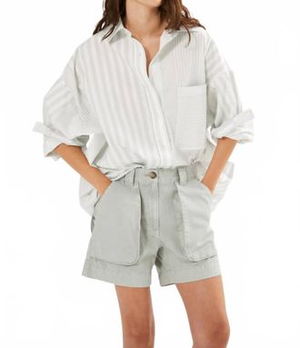 Rabens Saloner Bobbie Striped Oversized Button Down Shirt In Dirty Chalk Stripe