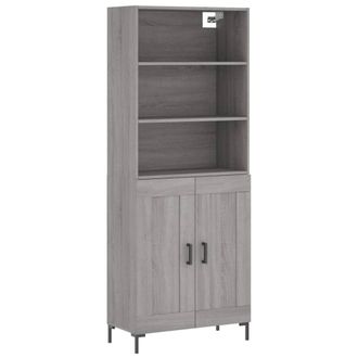 vidaXL Vidaxl - Aparador Alto Madera Contrachapada Gris Sonoma 69,5x34x180 Cm