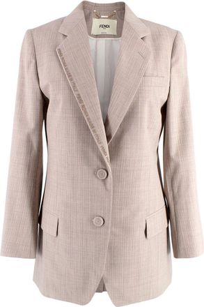 Fendi Beige Embroidered Single Breasted Blazer Size XXS
