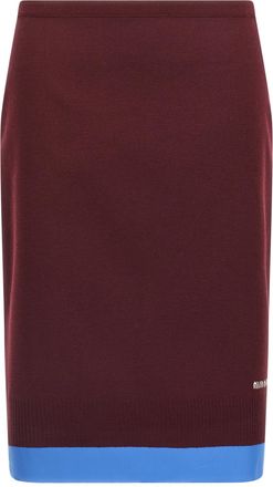 Miu Miu Bordeaux Virgin Wool Midi Womens Skirt