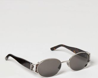 Saint Laurent Occhiali da sole tartarugati con forma ovale e logo YSL in metallo
