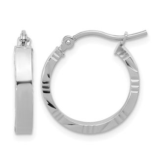 Diamond2Deal 14k Gold Small 3mm Diamond-cut Edge Round Hoop Earrings