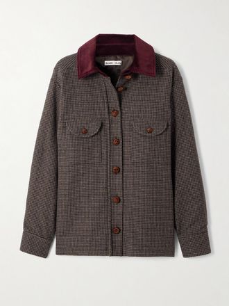 Blazé Milano Giacca In Misto Lana Pied-de-poule Con Finiture In Velluto A Coste Di Cotone Badis Berber - Marrone