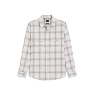 BOSS Relaxed-fit check shirt in virgin wool blend
