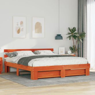 Berkfield Home with Headboard Brown 180 x 200 cm Solid pine wood