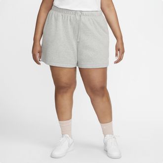 Nike Womens Nike Sportswear Club Fleece Mid-Rise Shorts (Plus Size) in Grey | DV5086-063