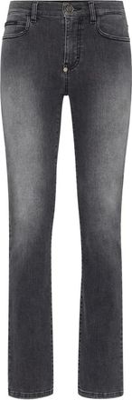 Philipp Plein Regular Fit Jeans - Dames - Slim Fit Jeans - Grijs - W26 - Leer - Jeans