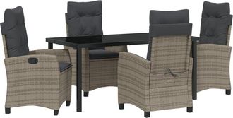 vidaXL Garden Dining Set 5 pcs Grey Poly Rattan Vidaxl