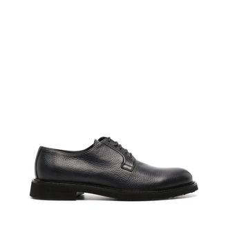 Casadei Blauwe Leren Formele Platte Schoen - Heren - Veterschoenen - Blauw - 44 EU - Polyester - Schoenen
