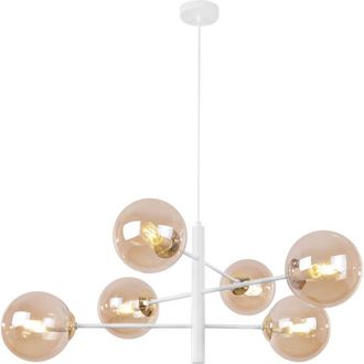 OEM L&aacute;mpara Colgante Vicenza Oro Blanco 6 Planas Pantalla Miel E14