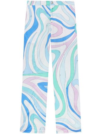 Pucci Marmo-Print cotton trousers - Blue