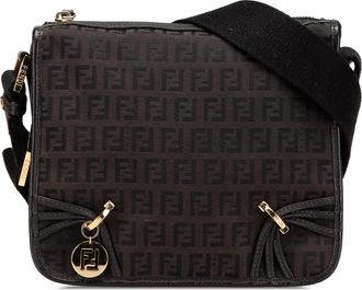Fendi Pre-owned Womens Logo Crossbody Bag Adjustable - Dark Brown Textile - One Size