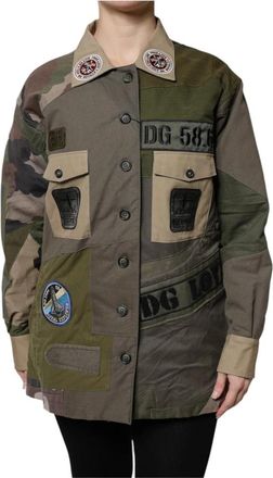 Dolce & Gabbana Militair Groene Katoenen Button Down Jas - Dames - Zomerjassen - Veelkleurig - XS - Katoen - Jassen