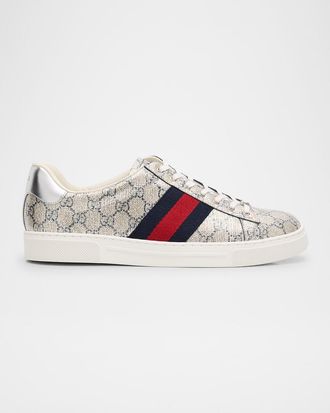 Gucci Mens Shiny GG Supreme Ace Sneakers