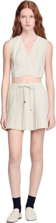 Sandro Short rhinestone striped skirt in Ecru at Nordstrom, Size 34 Eu