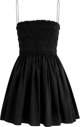 Matteau Smocked Cotton Mini Dress - Black - 4 (UK4 /xxs)