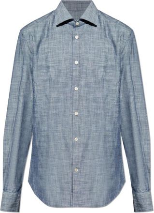 Eleventy Katoenen shirt - Heren - Casual Overhemden - Blauw - L - Katoen - Overhemden