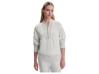 Varley Sally Half Zip Sweat Womens Sweatshirt Ivory Marl : SM, Elastane/Polyester/Viscose