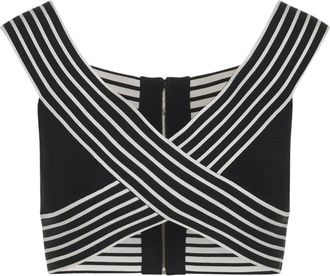 Elisabetta Franchi Top a righe con zip - Nero