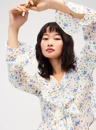Twik Womens Colourful flowers ruffled blouse