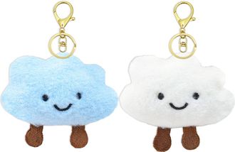 Generic EDLMKM 2pcs Keychain Cloud Pendant, Cute Cloud Keychain Plush Keyring, Fluffy Bag Charm Pendant for Women Girls, Keyrings Decoration for Womens Bags B