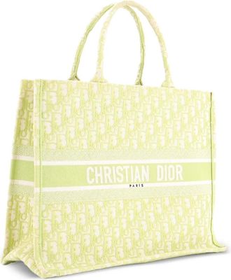 Dior Borsa tote Book Oblique grande in tela - Verde