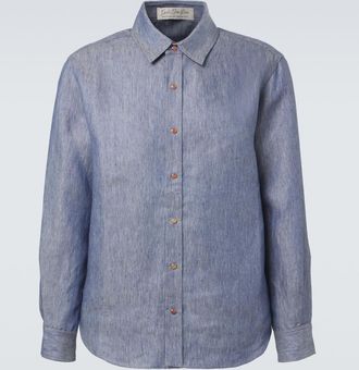 God's True Cashmere Linen denim shirt with carnelian