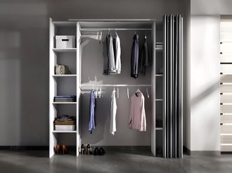 Vente-Unique Armadio guardaroba estensibile con tenda L110/180 cm Bianco e grigio - DORIAN