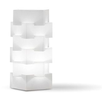 Linea Zero Lampada Da Tavolo Moderna 1 Luce Building In Polilux Bianco H36 Made In Italy