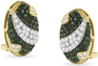 House of Brilliance 14K Yellow Gold 2-1/10 Cttw Diamond Oval Omega Back Stud Earring at Nordstrom