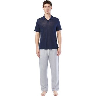 Onia Shaun Linen Polo in Deep Navy at Nordstrom, Size Xx-Large