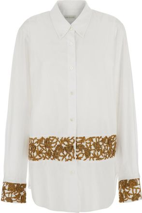 Dries Van Noten White Regular Embroidered Shirt