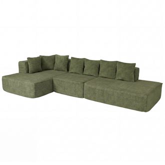 Hhg Conjunto De Sof&aacute; Hhg-729, Sof&aacute; En L, Sof&aacute; De Sal&oacute;n, Tejido De Chenilla (270 G/m&sup2;), Superficie De Descanso A La Izquierda: 60 X 310 X 150 Cm, Verde