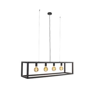QAZQA Industrial L&aacute;mpara Colgante Inteligente Negra 4 Luces Con Wifi G95 - Big Cage Aluminio /acero Rectangular Adecuado Para Led Max. 4 X 4.9 Watt - Qazqa