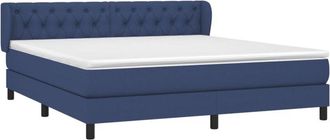 vidaXL Cama Box Spring Con Colch&oacute;n Tela Azul 160x200 Cm Vidaxl