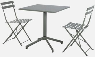 Sweeek Mesa De Jard&iacute;n Bistr&oacute; Plegable De Metal Con 2 Asientos