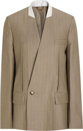 Victoria Beckham Folded-collar Double-breasted Wool Jacket - Grey - 10 (UK10 / S)