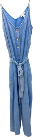 Tribal Cotton Gauze Wide Leg Jumpsuit In Blue