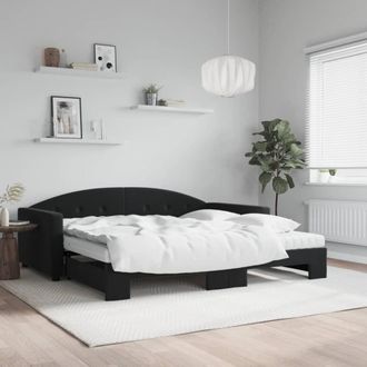 vidaXL Vidaxl - Sof&aacute; Cama Nido Con Colch&oacute;n Terciopelo Negro 100x200 Cm