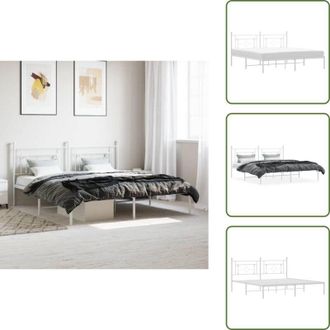 vidaXL The Living Store Giroletto con Testiera Metallo Bianco 183x213 cm - Letto con testiera