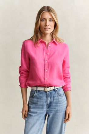 GANT Women Regular Fit Linen Shirt (46) BRIGHT FUSCHIA