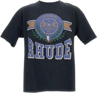 Rhude Oversized Black Cotton Crewneck T-Shirt