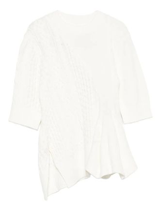 sacai Kabelgebreide flared top - Wit