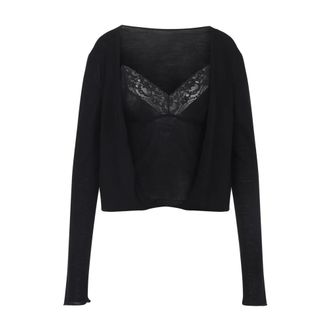 Alberta Ferretti Alberta Ferretti, V-neck Knitwear, female, Black, Size: 2XS Black Wool Sweater Stylish Design