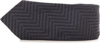 Emporio Armani Logo Zijden Stropdas Tong - Heren - Stropdassen - Zwart - ONE Size - Accessoires