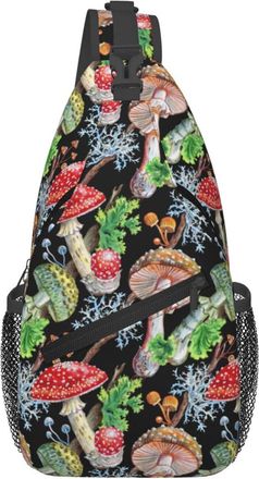 Generic Mushrooms Blue Crossbody Bag Anti Theft Shoulder Bag Lightweight Backpack For Men Women Shopping