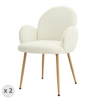 Moloo Silla de tela Cozy Ecru y acero con acabado madera (x2)