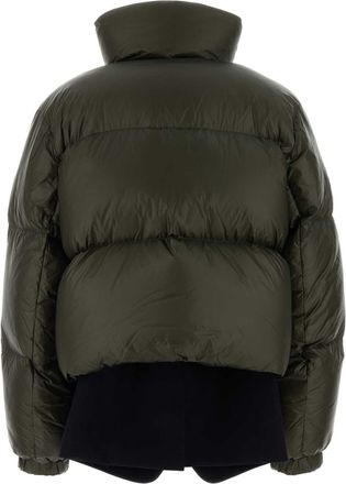 sacai Womens Olive Green Nylon Down Jacket Khakinavy Camicie Shirt