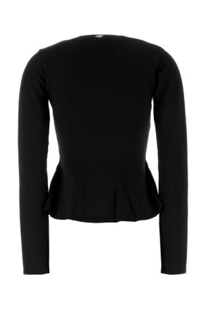 Blumarine Virgin Wool Peplum Sweater - Black