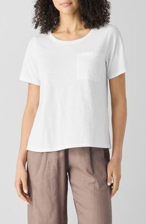 Eileen Fisher Crewneck Pocket Organic Cotton T-Shirt in White at Nordstrom Rack, Size Xx-Small